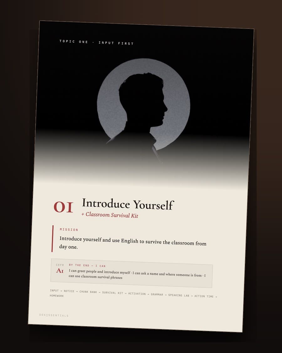 DOX Essentials — abertura do tópico 01, Introduce Yourself